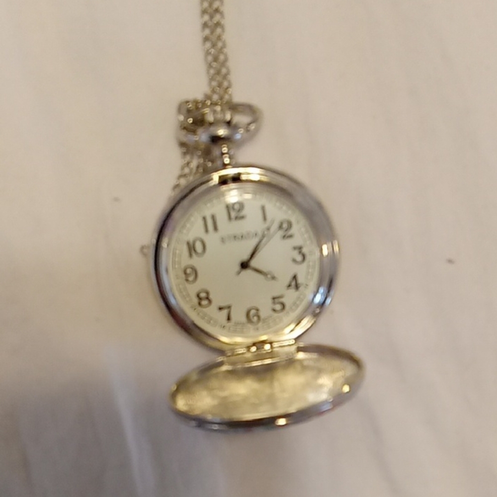 Strada Colorful Floral Pocket Watch with Silver Chain. Needs Battery - Picture 3 of 5